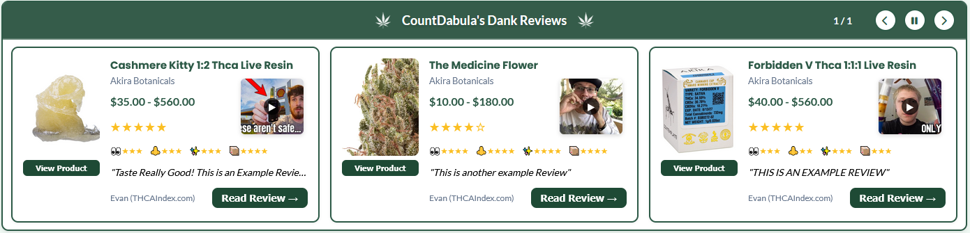 Review Display Carousel